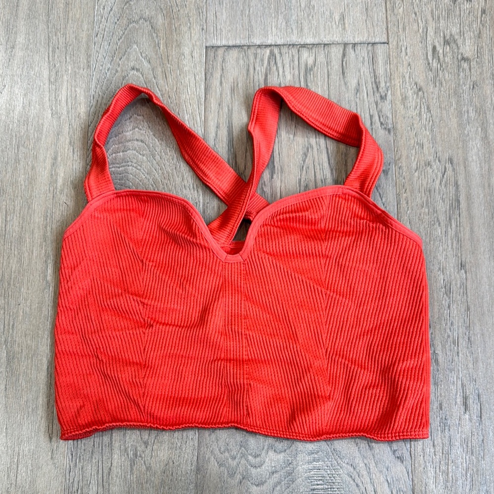 Anthropologie Vibrant Orange Ribbed Bralette Size XXS/XS